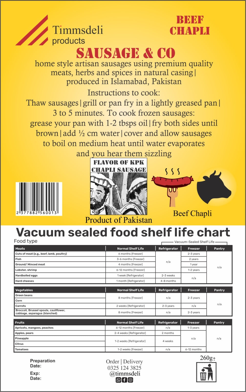 Packed Beef Chapli Sausages - 260g