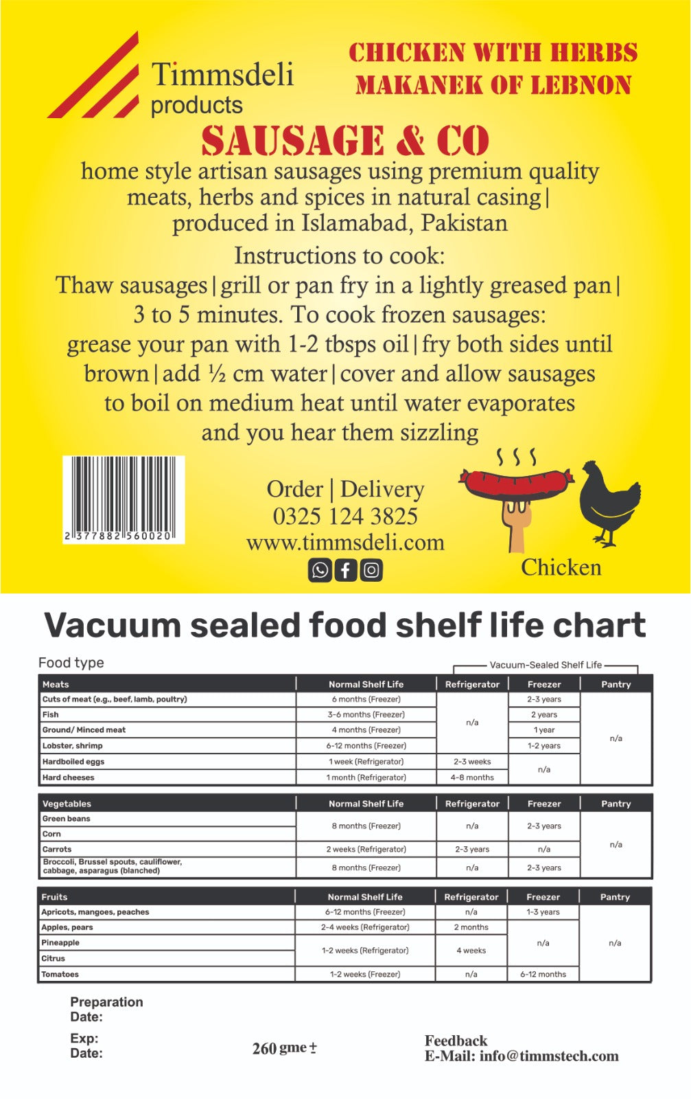 Packed Chicken Sausages - 260g